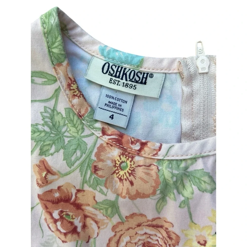 Vintage OshKosh Floral Dress Pockets 4 Years HTF Muted Colors EUC Y2K